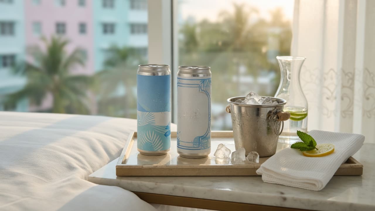 How Hotels Turn Private Label Canned Water into Amenity Upsells