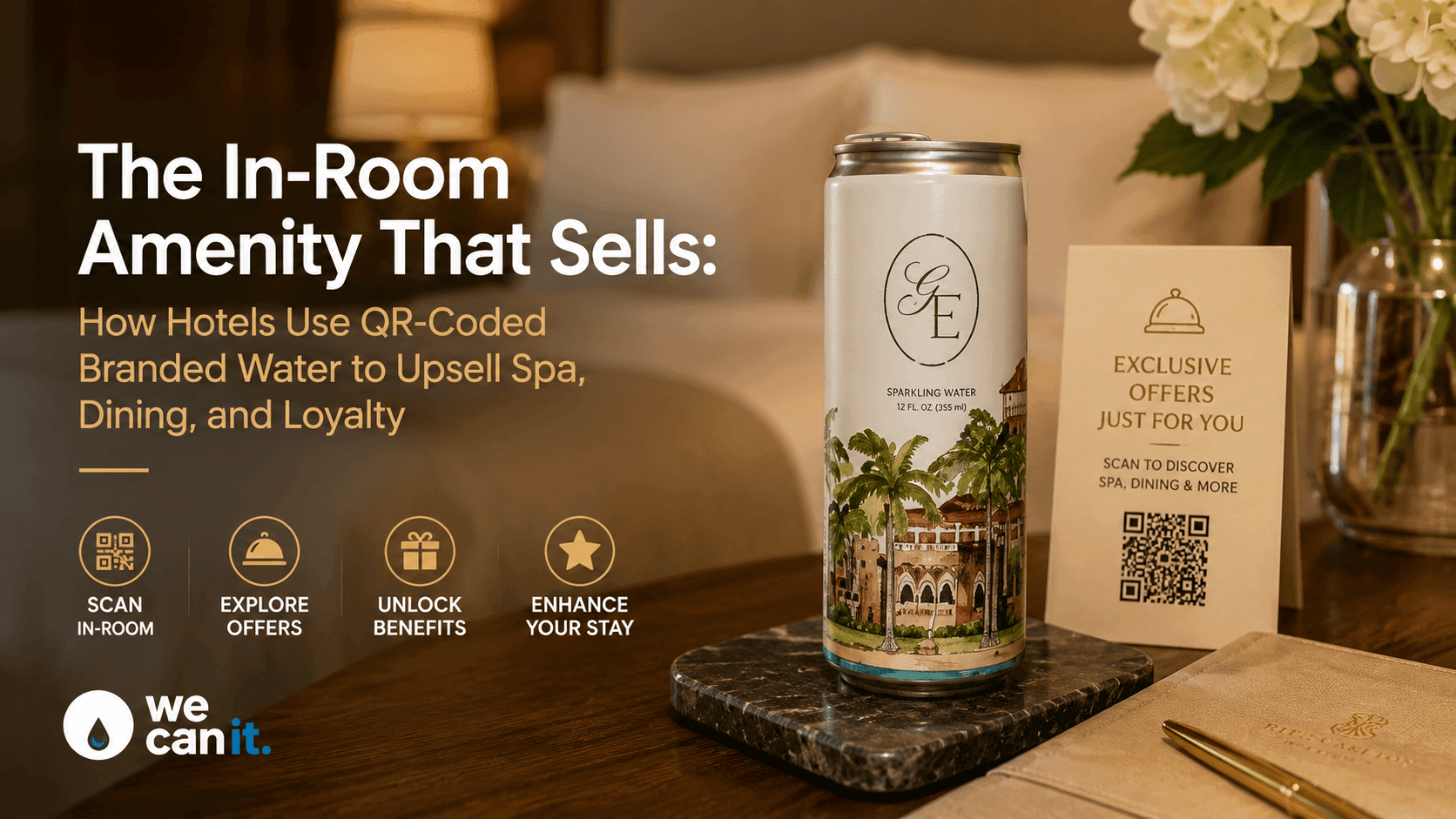 The In-Room Amenity That Sells: How Hotels Use QR-Coded Branded Water to Upsell Spa, Dining, and Loyalty